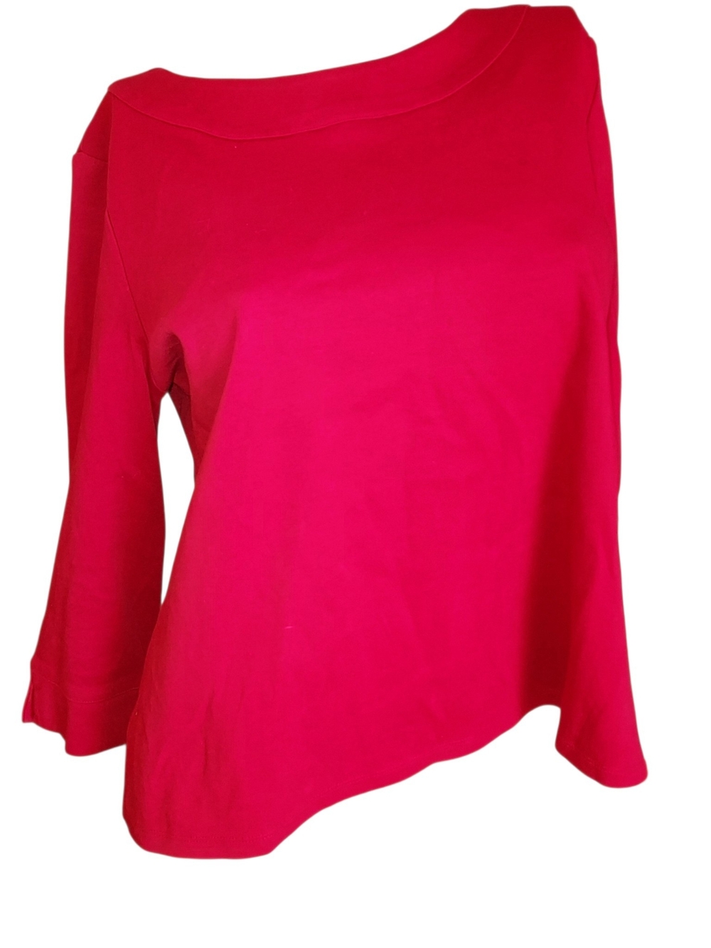 Talbots Top Womens XL Red Round Neckline 3/4 Sleeve Button Shoulder Casual Cute